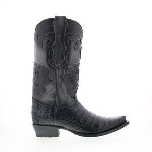 King Exotic Mens Caiman Belly Snip Toe Boots Black Boots (NWT)
